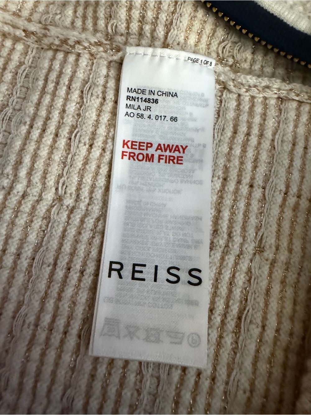 Reiss Cream & Black Trim Tweed Zip Pullover Dress. Only worn twice. - Picture 11 of 13